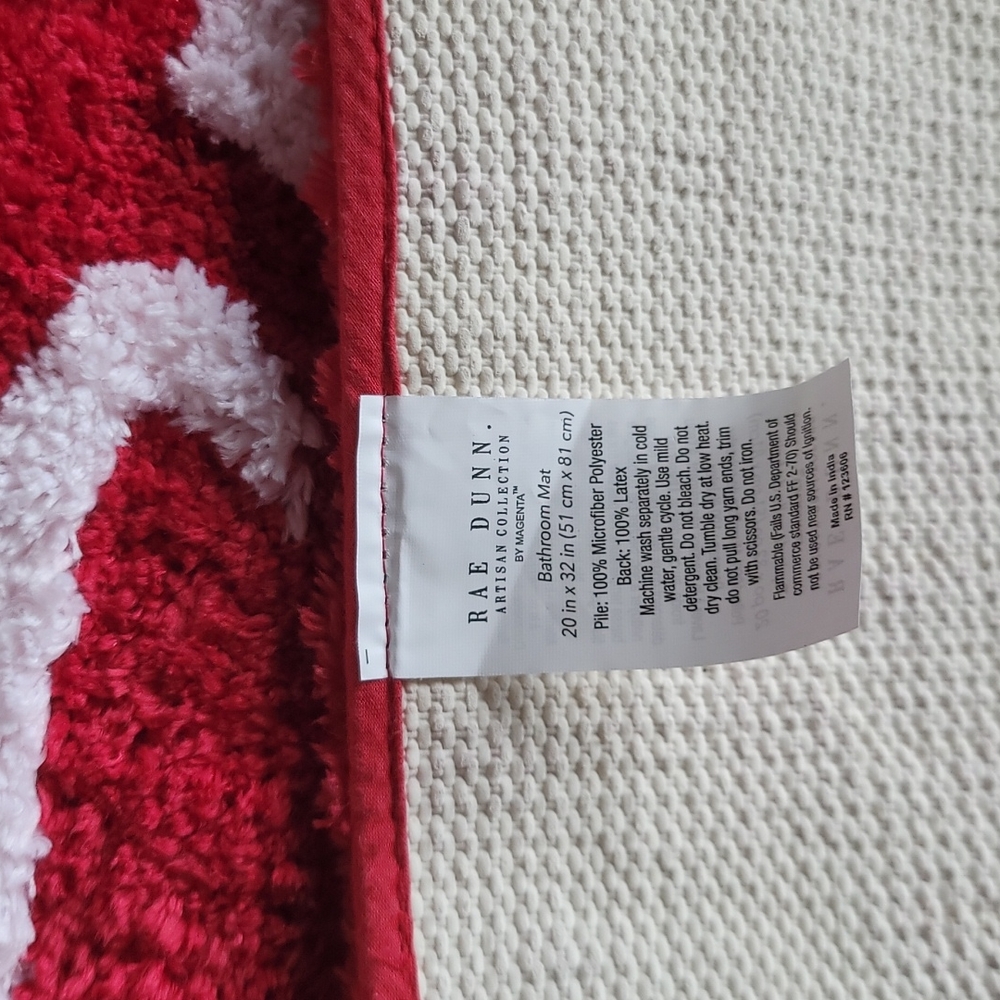 Nwt Rae Dunn Magenta Merry Christmas bathroom mat rug red white Holiday - Picture 4 of 6